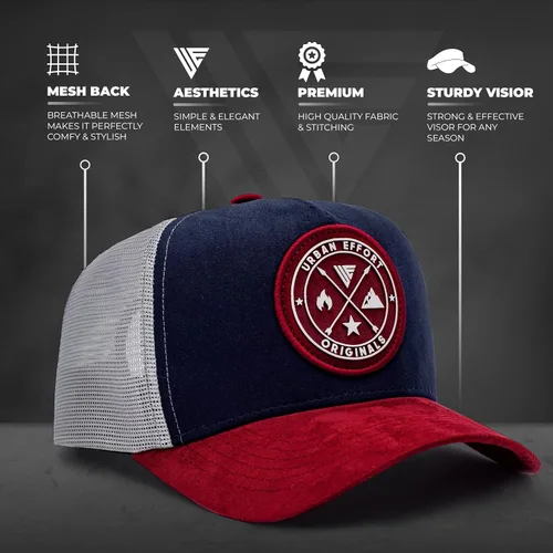 Miniatura 16 de Urban Effort Gorra trasera de malla, para hombres y mujeres, gorra de béisbol de 5 paneles, gran cierre a presión para caza y senderismo