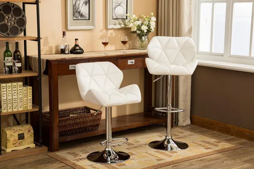 Miniatura 12 de Roundhill Furniture PC190BK Glasgow taburetes de bar con altura ajustable, Metal, Negro