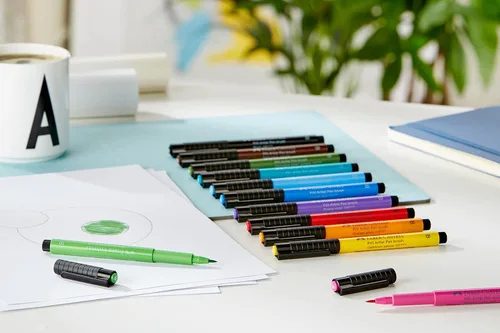 Miniatura 2 de Faber-Castell Art & Graphic Pitt Artist Pen Brush India Ink Pen, tonos básicos, juego de 12, para arte, manualidades, dibujo, bocetos, hogar, Negro