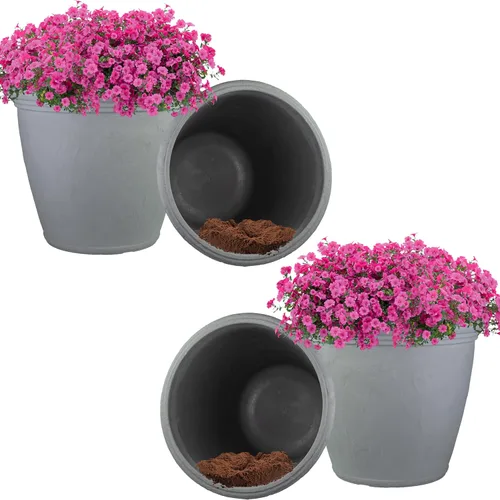 Miniatura 34 de Sunnydaze Anjelica - Maceta grande de plástico para plantas, maceta grande de plástico de doble pared para exteriores con agujeros de drenaje Óxido