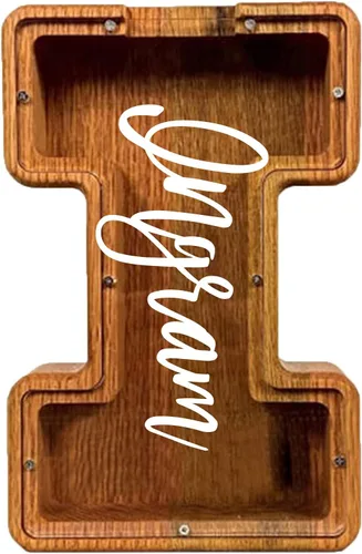 Miniatura 12 de Alcancía de madera grande personalizada, 7.5 pulgadas, con ventana acrílica fácil de abrir, caja de ahorro de dinero inicial para niños y niñas