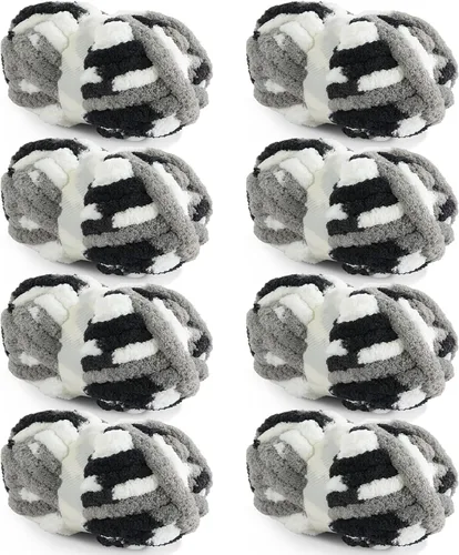 HOMBYS Paquete de 8 hilos gruesos gigantes para tejer a ganchillo/tejer a mano, súper voluminosos, grandes, suaves, esponjosos, tie dye de felpa,