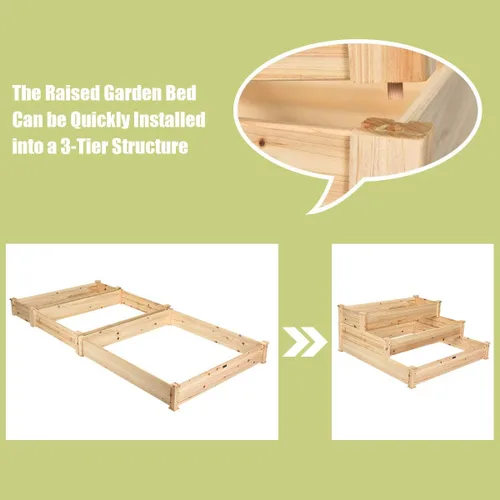 Miniatura 4 de Giantex Cama de jardín elevada de 3 niveles, maceta para exteriores, caja de cultivo de flores vegetales, kit de cama elevada elevada, contenedor