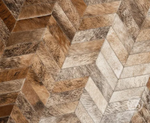 Miniatura 4 de Sunshine Cowhides Alfombra de piel de vaca 100 % auténtica, diseño de cheurón tricolor, diseño de cheurón, moderno tapete para sala de estar