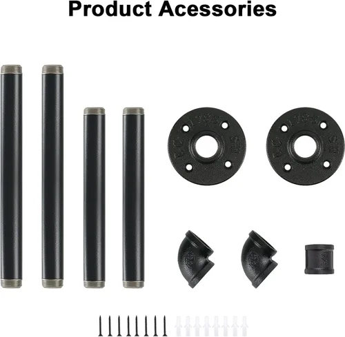 Miniatura 5 de Barra industrial de hierro para colgar ropa, para montar en la pared, perchero resistente para dormitorio, cuarto de lavado, almacenamiento de Negro