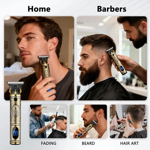 Miniatura 4 de AMULISS Cortadora de pelo profesional para hombre, sin huecos, inalámbrica, kit profesional de corte de pelo y aseo para hombres, pantalla LED