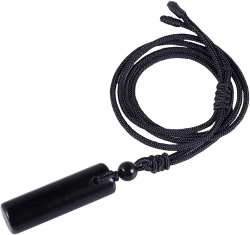 Nupuyai Collar con colgante de cilindro de cristal curativo para mujeres y hombres, amuleto de varita, piedra reiki, cordón trenzado ajustable de 18