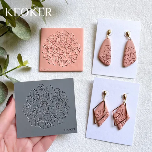 Miniatura 3 de Keoker Hojas de textura de arcilla polimérica, alfombrilla de textura de arcilla para hacer aretes de joyería, herramientas de aretes de arcilla