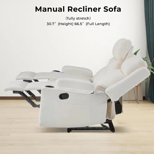 Miniatura 6 de GUEAPY Sofá Reclinable Manual Grande de 3 Plazas de Chenille Sofá Reclinable con Portavasos, Asiento Ancho, Fácil Montaje y Tela Resistente a