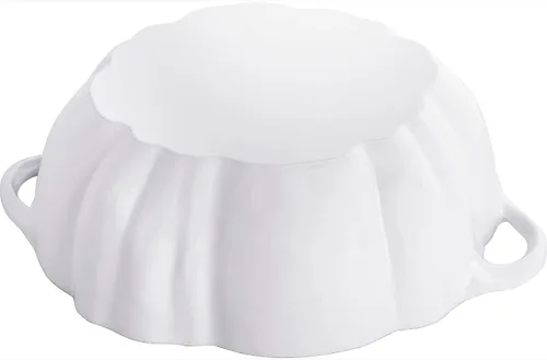 Miniatura 4 de STAUB Horno holandés de hierro fundido de 3.5 cuartos de galón de calabaza con perilla de acero inoxidable, fabricado en Francia, sirve 3-4, blanco