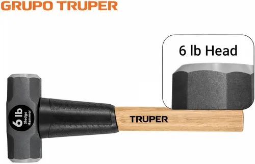 Miniatura 3 de Truper 33186 - Martillo de mano de 6 libras, mango de nogal, 16 pulgadas