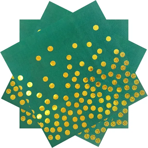 Miniatura 8 de Servilletas de fiesta azules de 13 x 13 pulgadas, servilletas de bebidas azules y doradas, 100 servilletas de papel de cóctel con puntos dorados