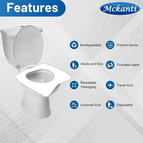 Miniatura 7 de Mckanti Fundas Desechables para Asiento de Inodoro - Paquete de 120 Fundas de Papel Desechables XL para Asiento de Inodoro para Adultos y Niños