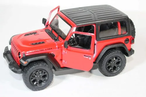Miniatura 5 de KiNSMART - Jeep Wrangler Rubicon Off Road 4x4 5 pulgadas escala 1:34 modelo fundido a presión réplica de coche de juguete (techo rígido rojo)