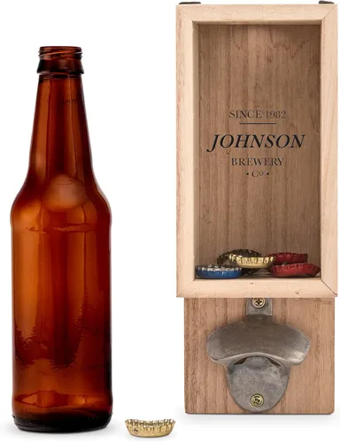 Miniatura 4 de Weddingstar Abrebotellas montado en la pared de madera personalizado y soporte para tapa de botella - Brewery Co