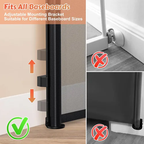 Miniatura 6 de Puertas retráctiles para bebés de 24 pulgadas de alto para pasar por encima, puertas cortas para perros, puerta para mascotas para cachorros
