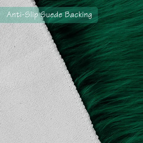 Miniatura 3 de duduta - Alfombra de pelo de oveja sintética verde esmeralda de 2 x 3 pies, alfombra esponjosa lavable para cabecera de cama pequeña, dormitorio