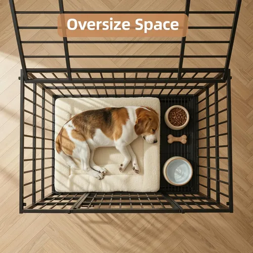 Miniatura 8 de VOWNER Jaula para perros indestructible de 38 pulgadas, resistente a prueba de escapes, con 4 ruedas bloqueables, jaula para perros de alta ansiedad
