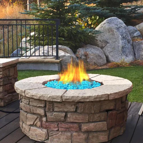 Miniatura 6 de Vidrio de fuego para hoguera de propano, chimenea y decoración al aire libre. Rocas redondas de hoguera azul caribeño de 20 libras, cuentas