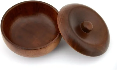 Miniatura 3 de Grandslam Tazón de madera para afeitar con tapa, jabonera para hombre, fácil de enjabonar, se adapta al afeitado húmedo (madera de roble)