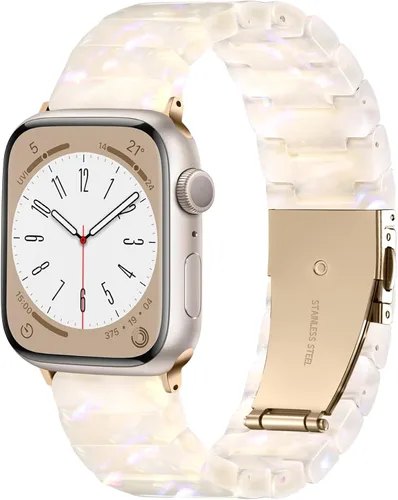 Miniatura 20 de Lerobo - Banda de resina compatible con Apple Watch Series 11/10/9/8/7 de 38mm 40mm 41mm 42mm 44mm 45mm 46mm 49mm, correa ligera de moda para iWatch