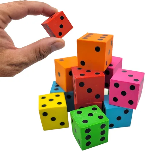 Coloridos borradores de dados de cubo de 1 pulgada (paquete de 12) de 1 pulgada. Divertidos borradores de goma. Juegos de incentivo para el trabajo