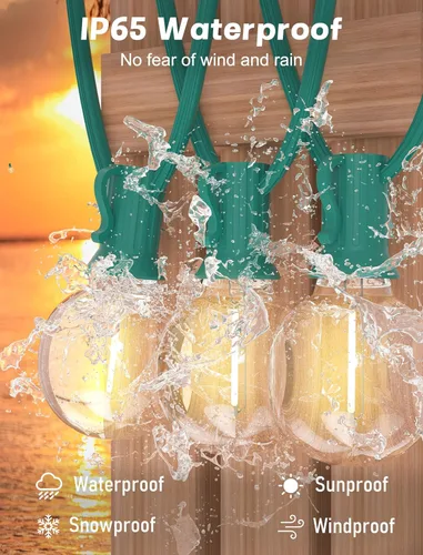 Miniatura 3 de SUNSGNE Luces Redondas de Navidad de 25 Pies para Exteriores, Cadena de Luces Globo G40 con 27 Luces LED Transparentes (2 de Repuesto), Cadena