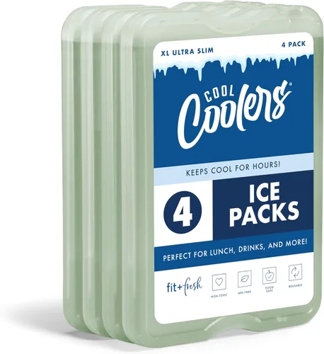 Miniatura 6 de Cool Coolers by Fit & Fresh 4 Pack XL Slim Ice Packs, Quick Freeze Space Saving Reusable Ice Packs for Lunch Boxes or Coolers