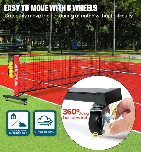 Miniatura 3 de BAGAIL Juego de red de pickleball portátil, red de bolas de pickleball de tamaño reglamentario de 22 pies con colector de bolas, 4 bolas y bolsa