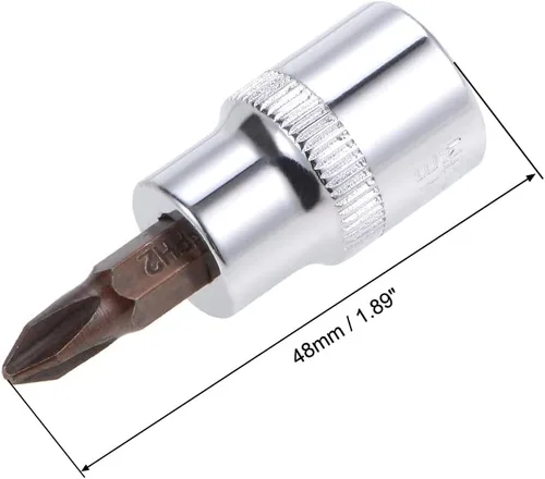 Miniatura 2 de uxcell 3/8" Drive x PH2 Phillips Bit Socket, S2 Brocas de acero, CR-V Sockets 1.890 in Longitud (solo para uso manual), 2 piezas