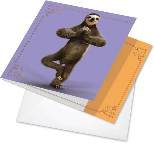 Miniatura 9 de The Best Card Company - Dulce tarjeta de agradecimiento con sobre, colorido animal impreso gratitud saludo - Cow Funky Rainbow Wildlife CQ4948ETYG