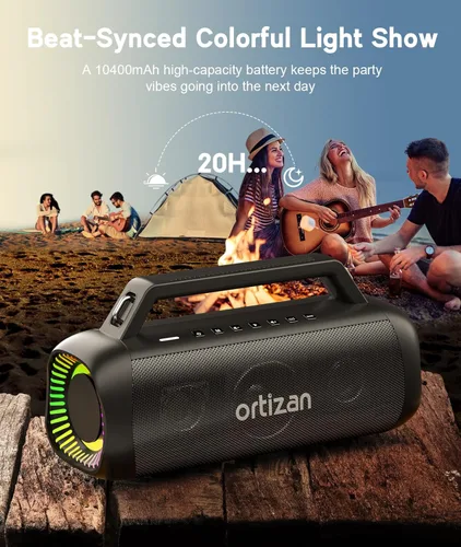 Miniatura 11 de Ortizan Altavoces inalámbricos Bluetooth de 80 W con graves, tiempo de reproducción 24 horas, IPX7 impermeable, Bluetooth 5.3, emparejamiento TWS