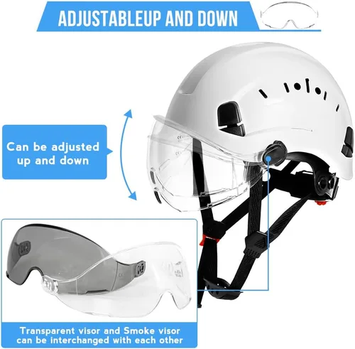 Miniatura 6 de AOLAMEGS Accesorios para casco duro, visera transparente, material de PC, casco de seguridad, reemplazo de gafas EN 166, aprobado lente Visera