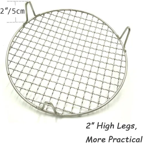 Miniatura 2 de Rejilla de alambre para freidora de aire, horno, bandeja de hojas con patas de 2 pulgadas de diámetro de 9.8 pulgadas de diámetro, estante
