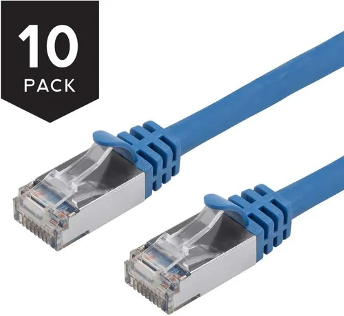 Miniatura 2 de Buhbo Cable Snagless de red Ethernet RJ45 blindado CAT7 de 1 pie 10Gbps 600 MHz (paquete de 10) azul