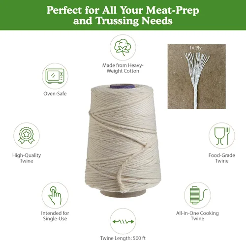 Miniatura 2 de Regency Wraps Cordel de carnicero de cocina, resistente, 500 pies, 16 capas, 2.4mm, cuerda de cocina de algodón segura para alimentos para atar