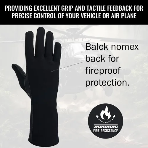 Miniatura 3 de Guantes de vuelo Nomex, guantes de trabajo de cuero para hombres, piel de oveja suave y duradera para conducción, vuelo, jardinería y caza