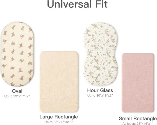 Miniatura 6 de Sábanas orgánicas para cuna de bebé de 33 x 17 pulgadas, 100% algodón de muselina para bebé, niña, niño, funda de colchón ajustable suave compatible