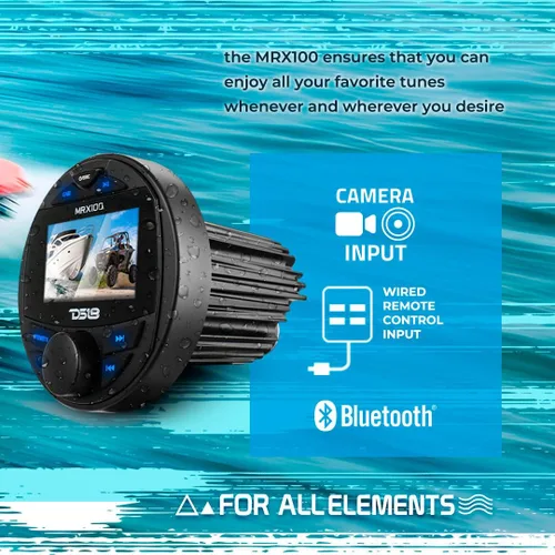 Miniatura 3 de DS18 MRX100 Marine Boat Head Unit - 2 zonas, salida de 4 voltios, RDS 4 x 50 vatios, pantalla de video TFT, sin reproductor de CD, audio Bluetooth