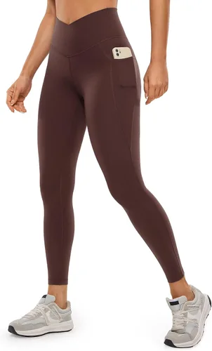 CRZ YOGA Butterluxe - Leggings de entrenamiento con cintura cruzada para mujer, con bolsillos, 25 pulgadas, cintura alta en V, pantalones de yoga