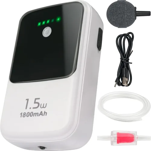 Ghosthorn Aireador recargable silencioso para peces, bomba de aire de acuario de gran capacidad con clip universal para la mayoría de los cubos de