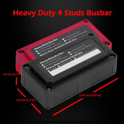 Miniatura 2 de 4 pernos M8 (5/16") Bloque de distribución de energía, barra de bus de 12 V, Ampper impermeable HD 200A Bloque de distribución de batería marina