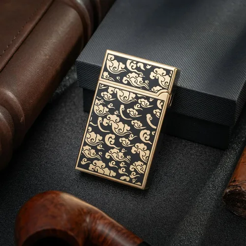 Miniatura 7 de Encendedor de gas de dragón de metal recargable, pedernal de llama ajustable, diseño de dragón chino vintage, encendedor de butano de llama suave