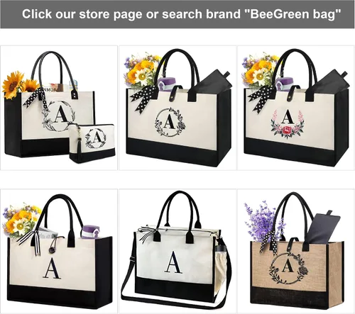 Miniatura 6 de BeeGreen Regalos personalizados para mujeres con bolsillos interiores con cremallera de cuero, hebilla magnética bordada, monograma de lona de 13