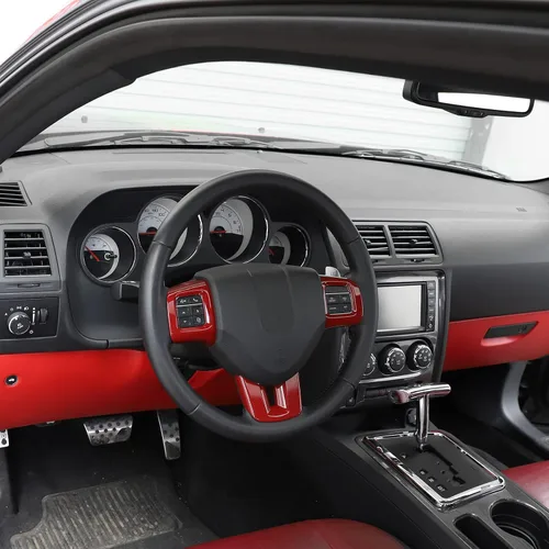 Miniatura 7 de Linskip Moldura para volante compatible con Dodge Challenger/Charger/Durango/Dart 2009-2014 y Journey 2013-2022, funda para volante para accesorios