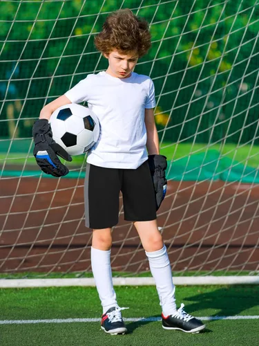 Miniatura 6 de Resinta Paquete de 4 pantalones cortos deportivos para niños, de baloncesto, de malla, de secado rápido, pantalones cortos de fútbol para el verano