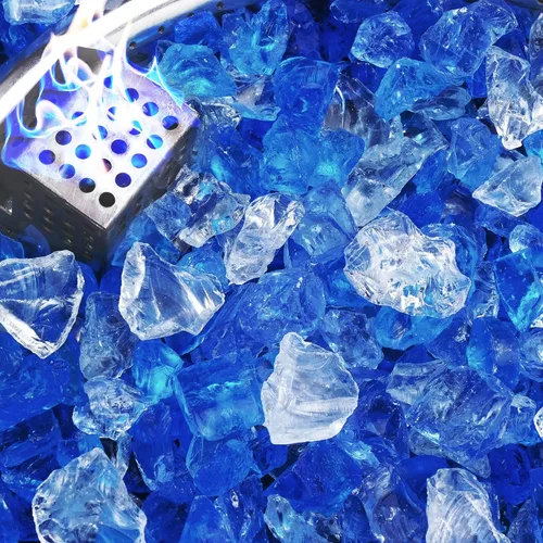Miniatura 8 de NUPICK Fire Glass - Mezcla mixta Bahama de 20 libras para hoguera y chimenea de gas, roca de vidrio templado de 1/2-3/4 pulgadas en azul y blanco