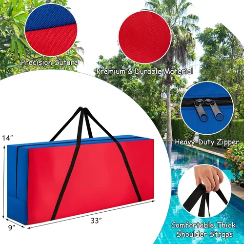 Miniatura 9 de COSTWAY Juego gigante gigante de 4 en puntuación con bolsa de transporte, juego de 2.5 pies para interiores y exteriores con aro de baloncesto