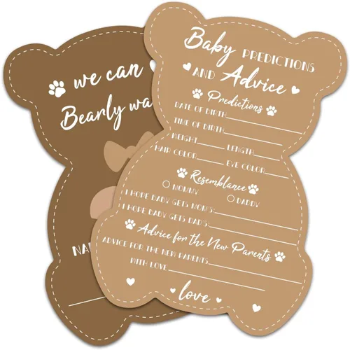 Miniatura 14 de CUTHOLLOW Blue and Bow - 50 tarjetas de predicción para bebés, consejos y deseos para los futuros padres, juegos de baby shower, predicción de bebé