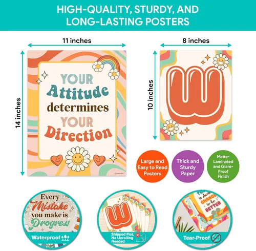Miniatura 5 de Decorably 15 pósteres geniales de bienvenida para aula, inspirador, decoración laminada mate, para escuela, pasillos, tablones de anuncios
